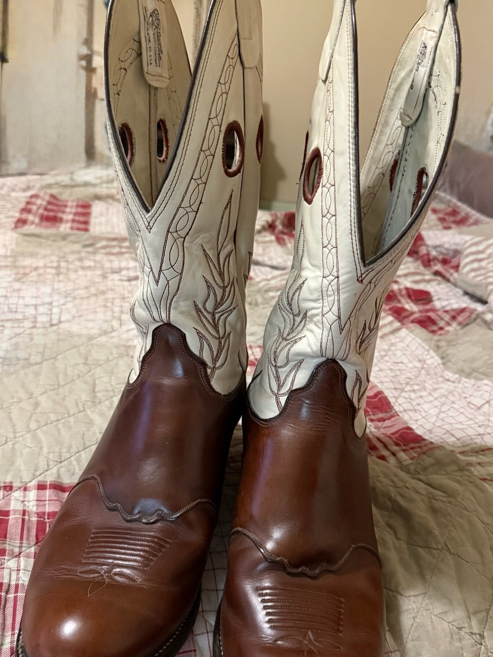 Olathe Leather Sole Rawhide Heel Cowboy Boots - size 13 D